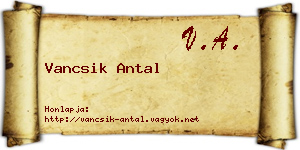 Vancsik Antal névjegykártya